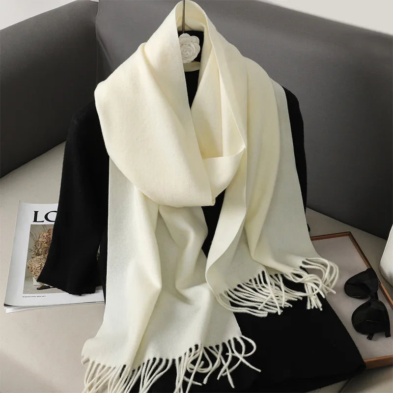 62Color Solid Women Winter Scarf Warm Thicken Cashmere Shawl Outdoor Fashion Luxury Tassels Pashmina Lady Wrap Windproof Scarves scarf and shawl