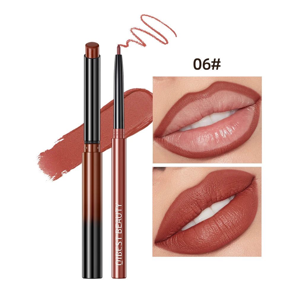 2pcs Lipstick Lipliner Pen Set Matte Velvet Lip Liner Pencil Contour Makeup Sexy Red Lip Stick Long Lasting Cosmetics  lips