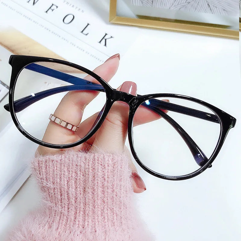 Transparent Computer Glasses Frame Women Men Anti Blue Light Round Glasses Blackout Glasses Optical Glasses Lenses Glasses