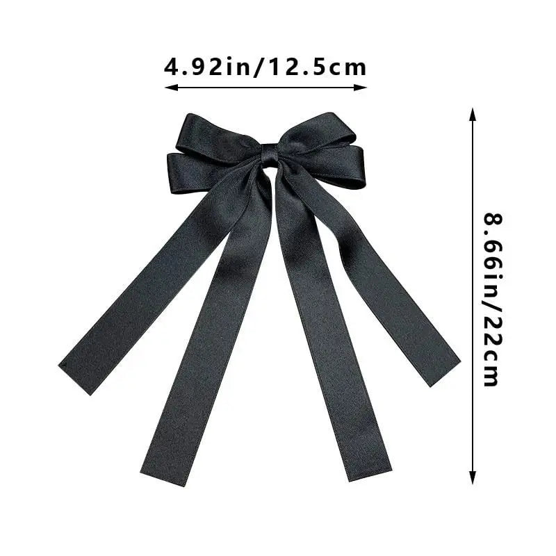 Women Elegant Bow Ribbon Hair Clip Fashion Solid Satin Spring Clip Simple Bowknot Hairpins Barrettes Hair Accessories for Girls   hairclips