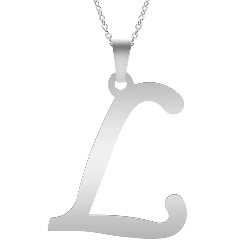 Fashion Letters A-Z Necklace for Women Men Stainless Steel High Quality English Alphabe Necklace A B C D E FGHIJKLMNOPQRSTUVWXYZ necklace