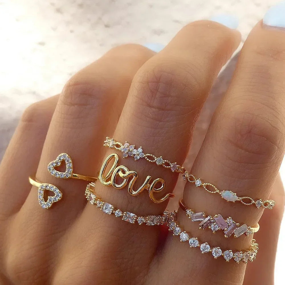 10Pcs Rings Suit For Women Silver-color Chain Ring Set Bohemian Style Coin Snake Moon Star Party Trend Gift Jewelry  rings