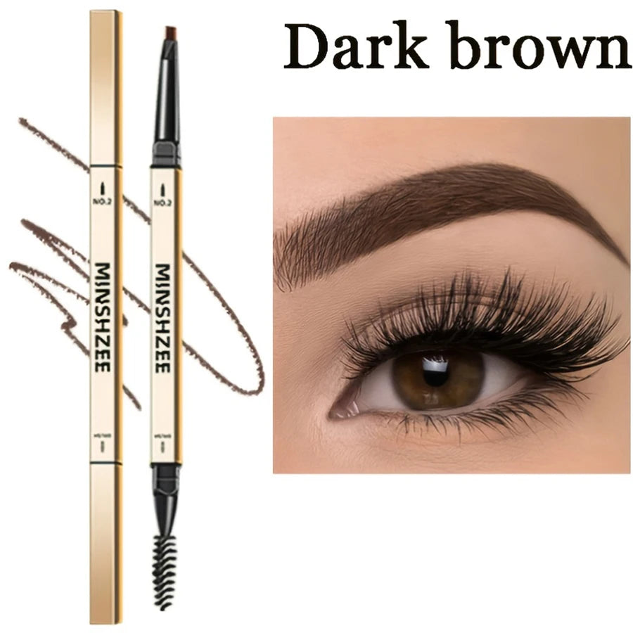 Waterproof Matte Eyebrow Pen Makeup Double Head Lasting Brown Non-Smudged Eye Brow Pencil Tint with Brush Cosmetics eyes