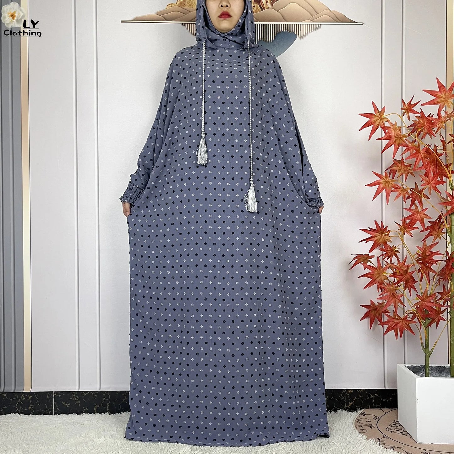 New Pure Cotton Ramadan Muslim Two-Hat Abaya Dubai Turkey Islam Prayer Clothes Loose Robe Islamic Women Traditional Clothing abaya