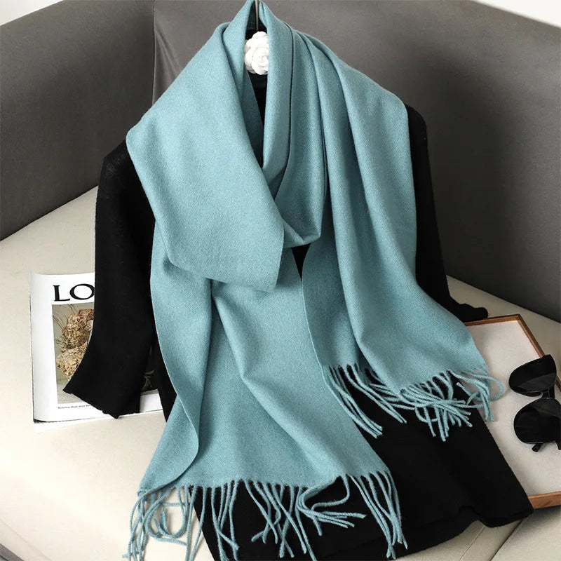 62Color Solid Women Winter Scarf Warm Thicken Cashmere Shawl Outdoor Fashion Luxury Tassels Pashmina Lady Wrap Windproof Scarves scarf and shawl