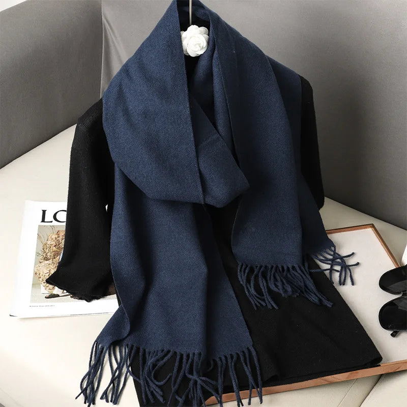 62Color Solid Women Winter Scarf Warm Thicken Cashmere Shawl Outdoor Fashion Luxury Tassels Pashmina Lady Wrap Windproof Scarves scarf and shawl