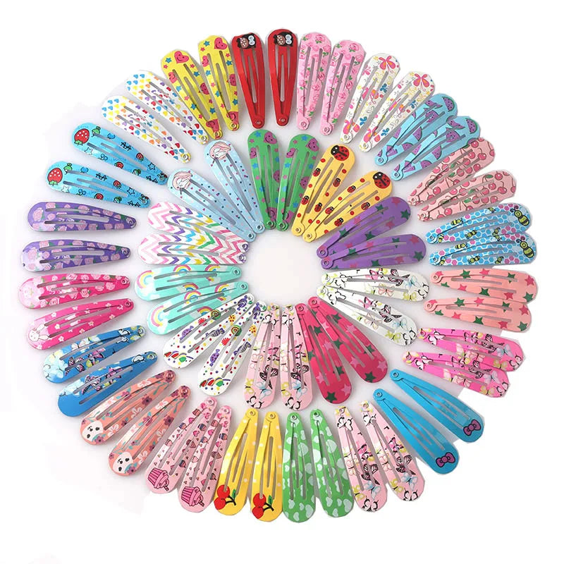 40Pcs/Lot Hair Accessories Girls Hairpin Print Cartoon Fruit Animal Flower Hair Clip Cute Powder Hairgrip New Children Headdress   hairclips