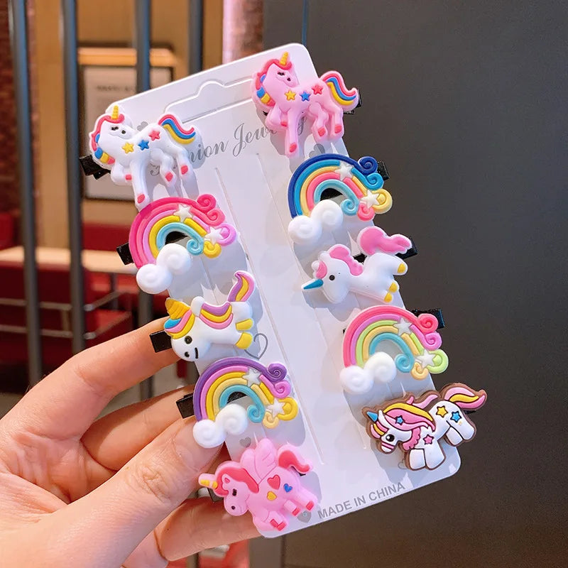 10PCS/Set New Girls Cute Cartoon Unicorn Hair Clips Kids Lovely Hairpins Ice Cream Headband Barrettes Fashion Hair Accessories   hairclips