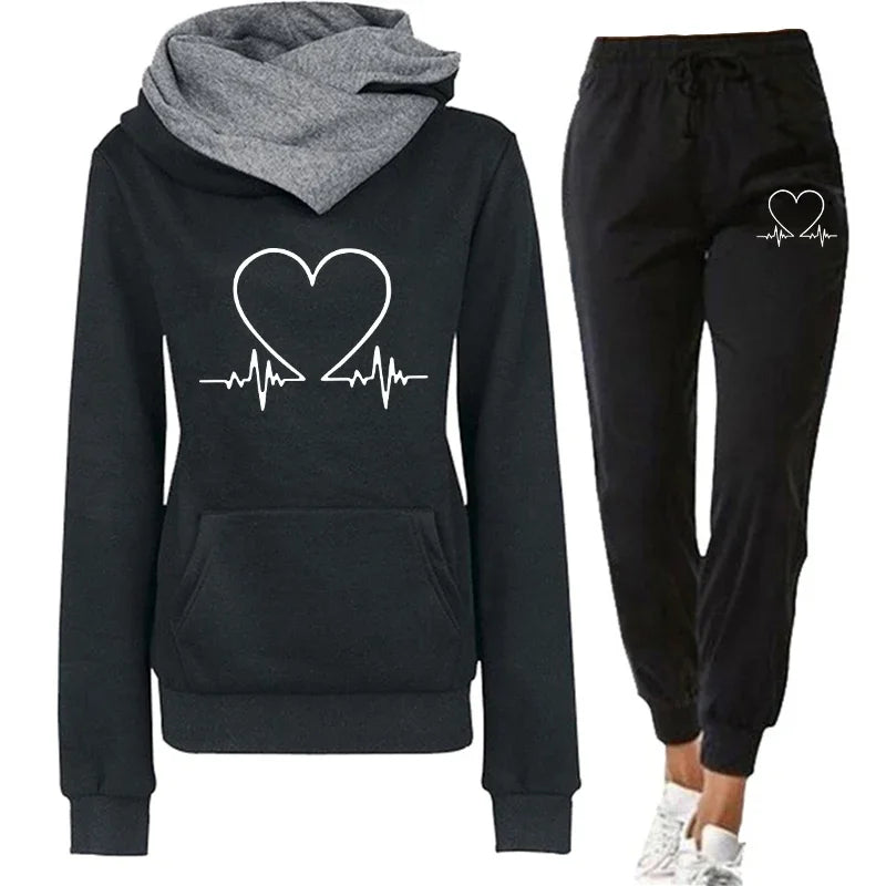 Woman Tracksuit Two Piece Set Winter Warm Hoodies+Pants Pullovers Sweatshirts Female Jogging Woman Clothing Sports