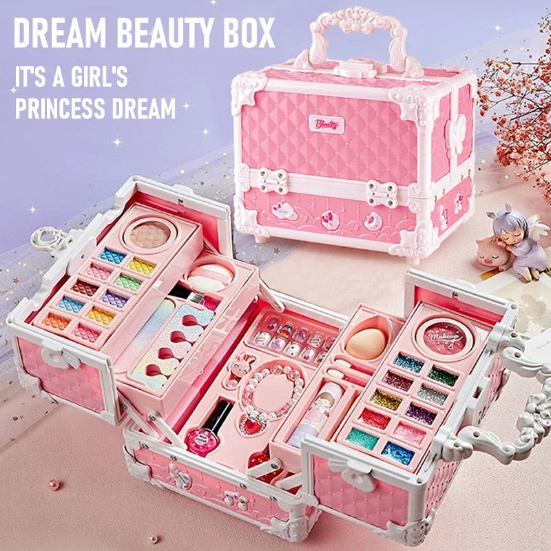 Kids Makeup Kit Little Girls 49 Pcs Washable Makeup Kit Real Girl Princess Make Up Kit with Cosmetic Case Play Set Birthday Gift kids makeup