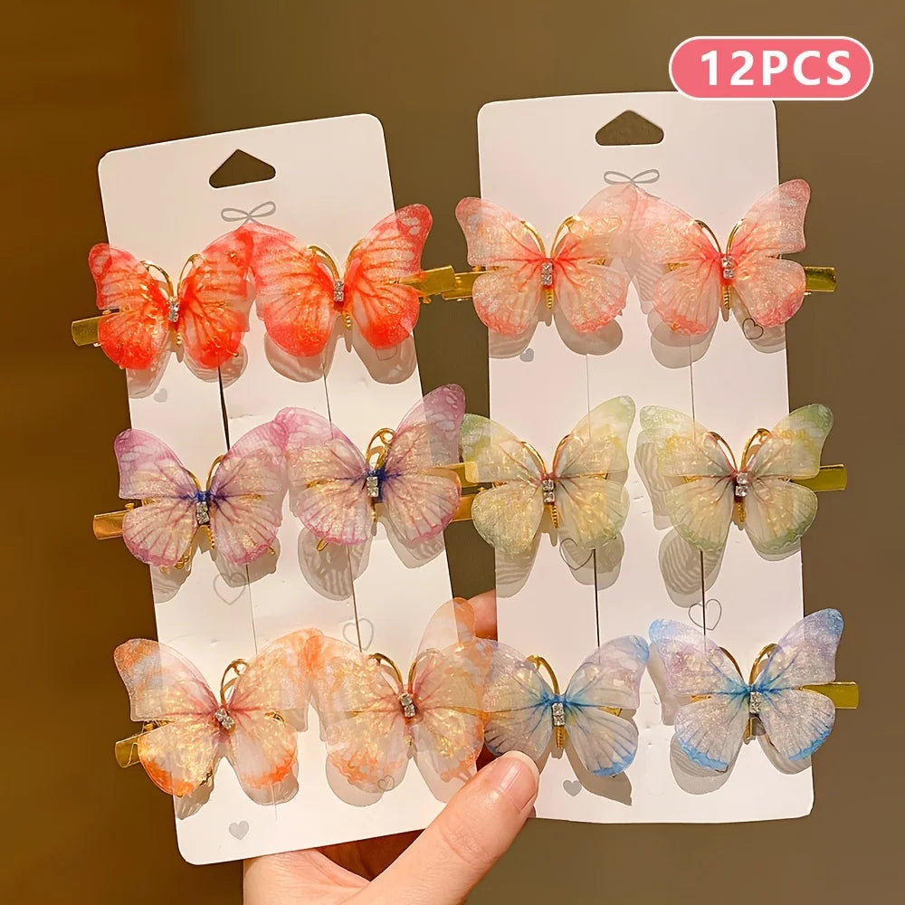 6/12/24/36 pieces of sweet girl butterfly hairpins that do not hurt hair, super nice and cute hairpins   hairclips