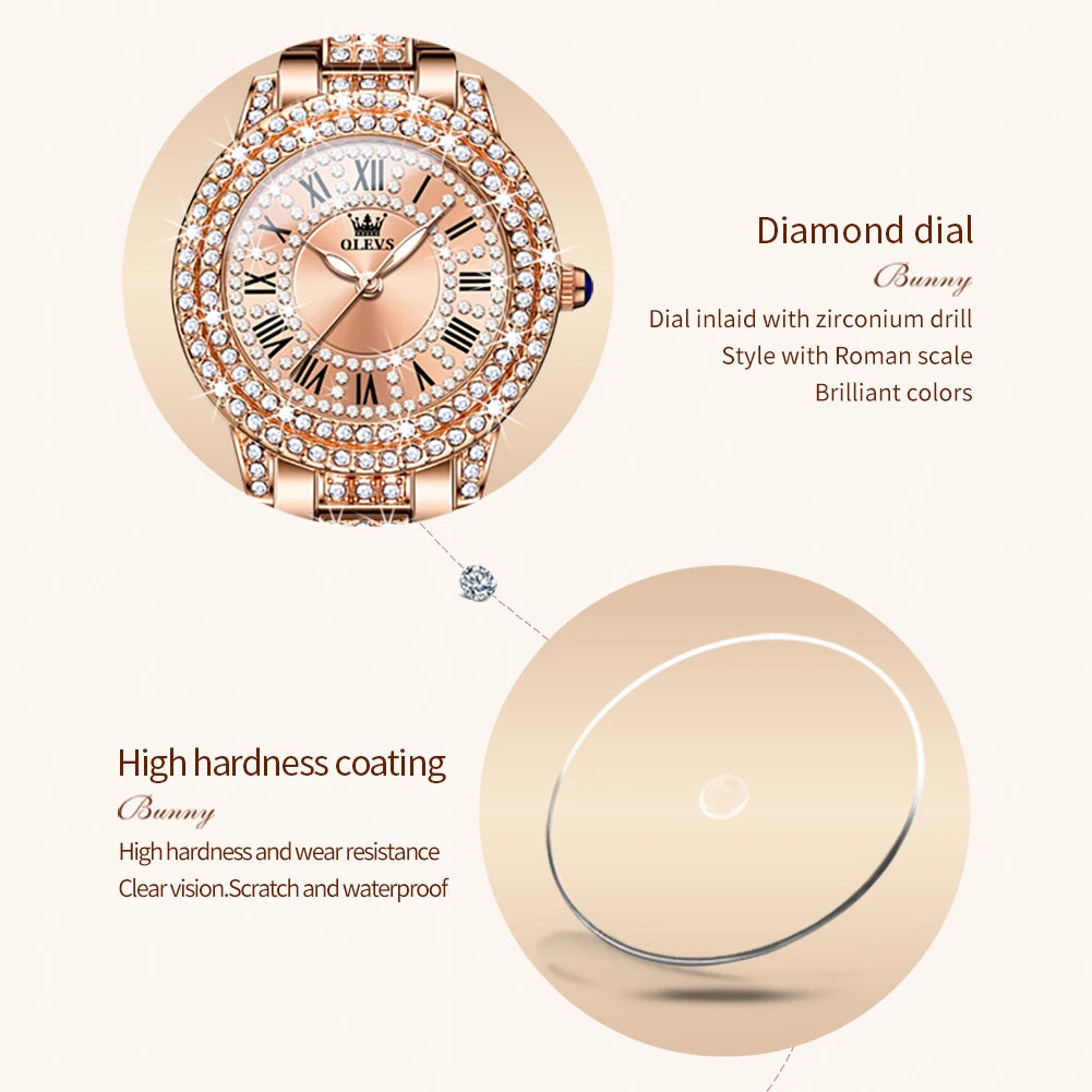 Original Diamond Watch for Women Fashion Elegant Stainless Steel Waterproof Quartz Wristwatch Luxury Ladies Dress Watches watch