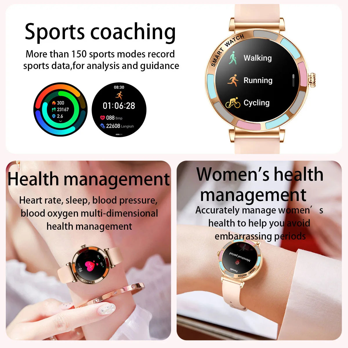 Ladies Luxury Smart Watch for Android iOS HD Screen Bluetooth Call Health Monitoring Fitness Tracker Women Diamond Smartwatch watch