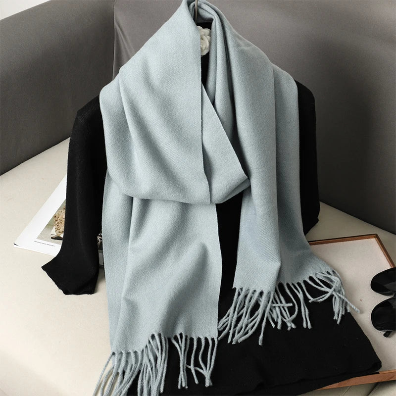 New 62 Color Winter Scarf For Women Long Warm Cashmere Scarves Hijab Solid Lady Shawl Wrap Female Pashmina Bandana Head Scarfs scarf and shawl