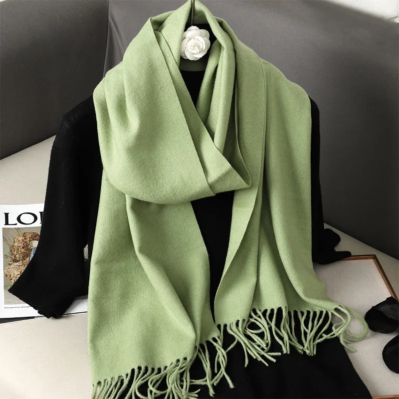 62Color Solid Women Winter Scarf Warm Thicken Cashmere Shawl Outdoor Fashion Luxury Tassels Pashmina Lady Wrap Windproof Scarves scarf and shawl