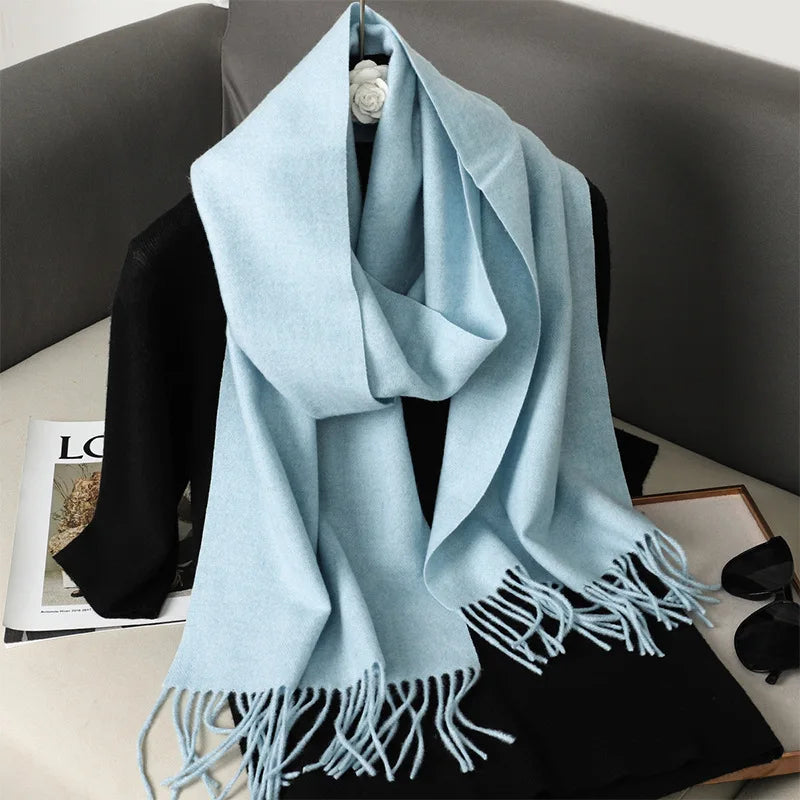 62Color Solid Women Winter Scarf Warm Thicken Cashmere Shawl Outdoor Fashion Luxury Tassels Pashmina Lady Wrap Windproof Scarves scarf and shawl