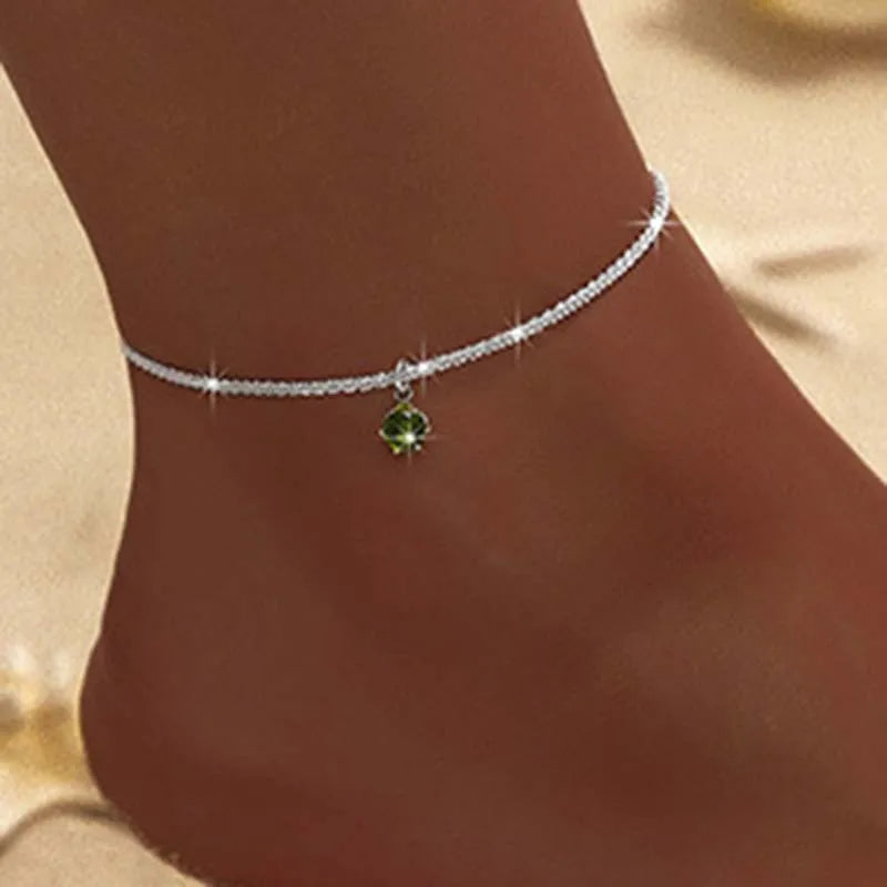 Thin Chain Anklet For Women Zircon Heart Cross Pendant Double Layer Bracelet On Leg Foot Trendy Summer Beach Jewelry anklet