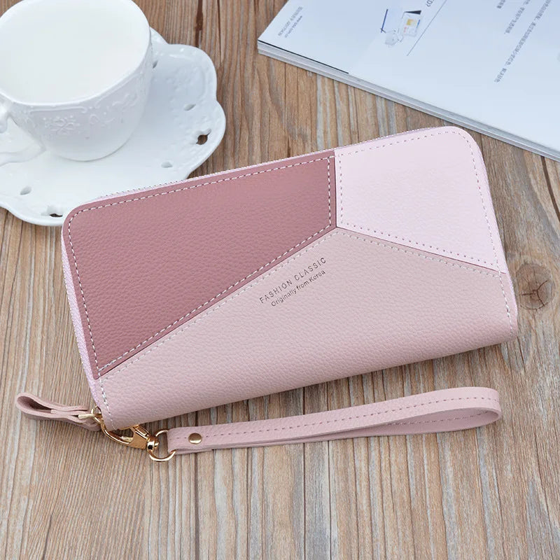 New Women's Wallet Double Zipper Long Fashion Simple Handbags for Women Lychee Pattern Large Capacity Double Women's Purses bags