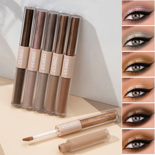 2 In 1 Stick Pearly Matte Eyeshadow Cream Smooth Nude Eye Makeup Liquid Contour Shadow Stick Waterproof Shimmer High Light Pen eyes