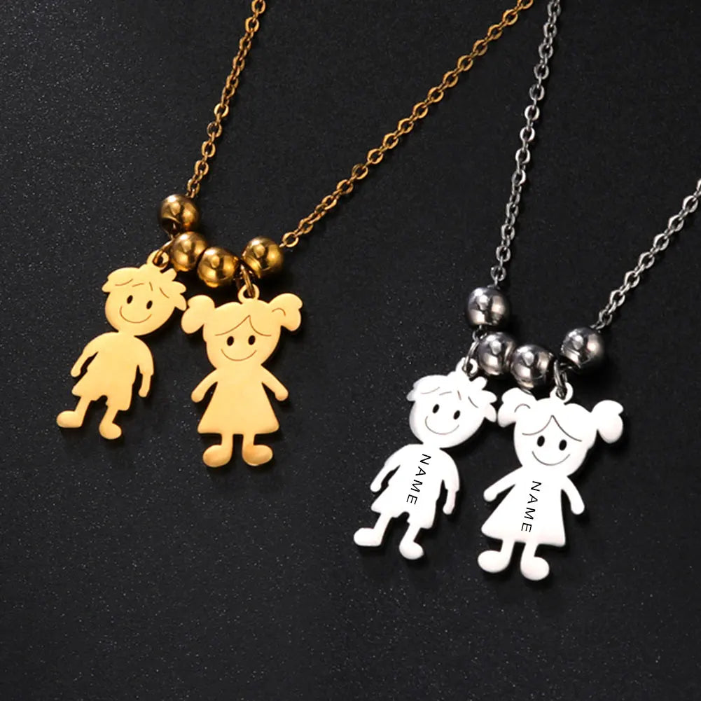 Personalized Boy Girl Necklace Custom Chain Engrave Name Mother Kid Family Gift For Women Man Stainless Steel Pendant Jewelry  necklace