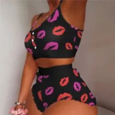 2 Pieces Set Women's Pajama Shorts Suit Multiple Print Underwear Sexy Lingerie Camisoles Tanks Night wear