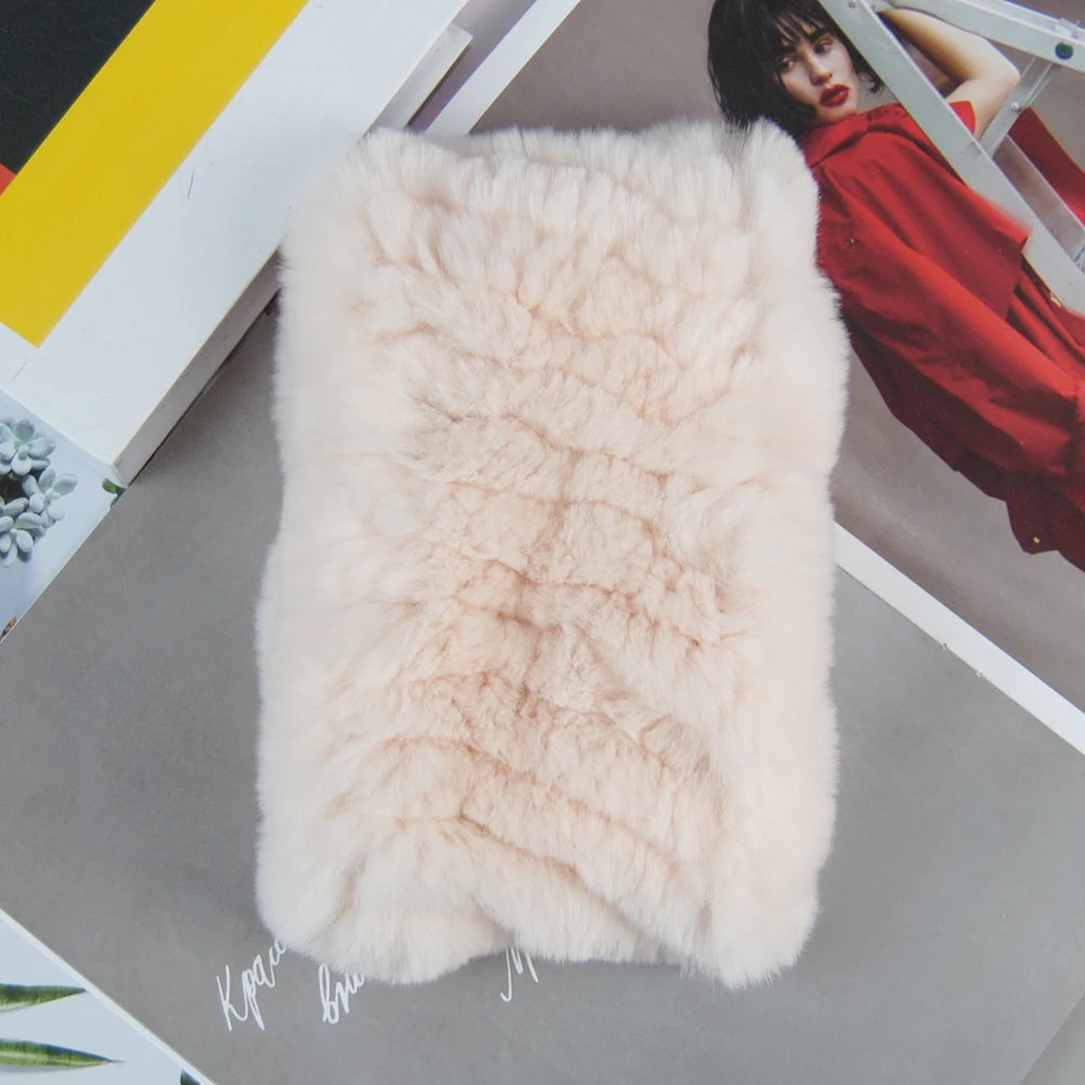 Hot Sale Brand Women Real Rex Rabbit Fur Scarf Girls Warm Soft Knitted Good Elastic Rabbit Fur Headband Natural Fur Ring Scarves scarf and shawl