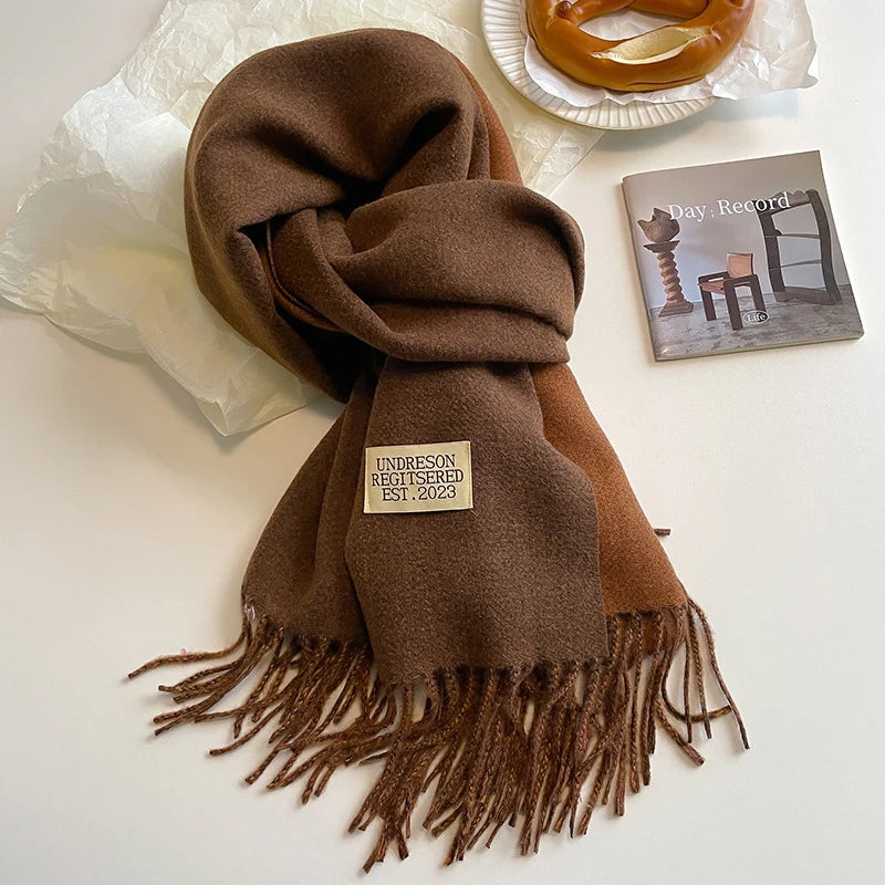 Fashion Solid Cashmere Warm Scarf New Design Pashmina Winter Double Side Diffrent Color Shawl Wraps Bufanda with Tassel Blanket scarf and shawl