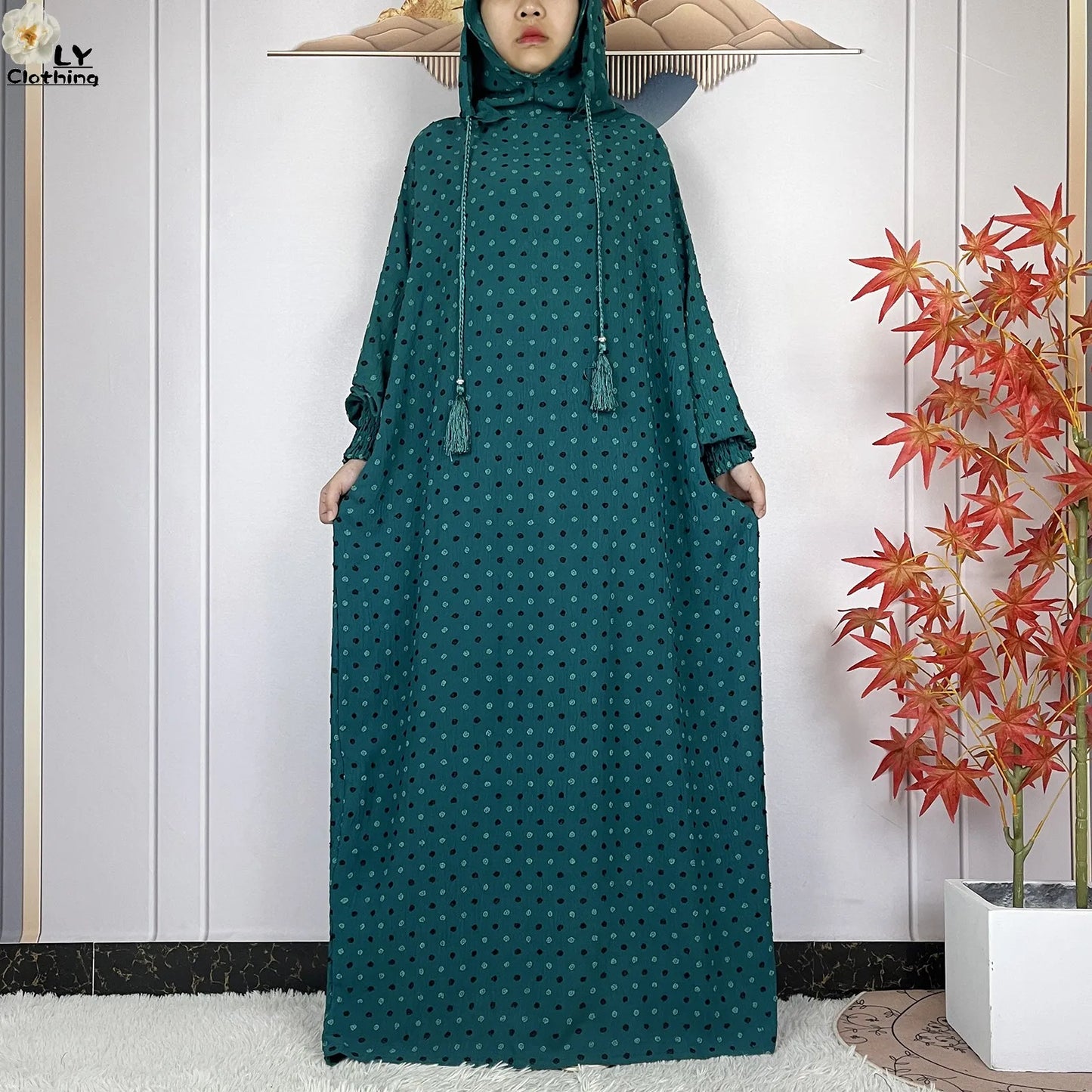 New Pure Cotton Ramadan Muslim Two-Hat Abaya Dubai Turkey Islam Prayer Clothes Loose Robe Islamic Women Traditional Clothing abaya