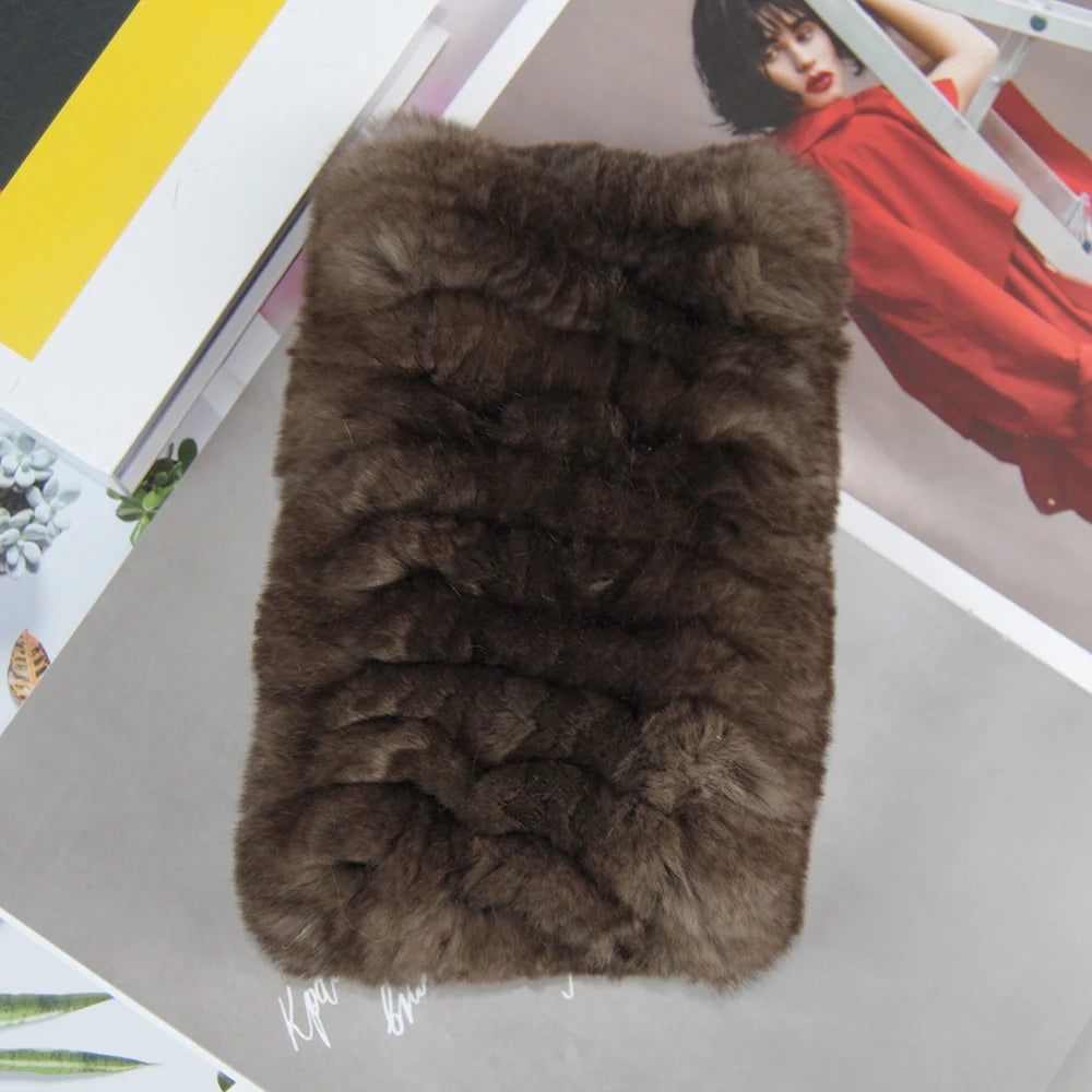 Hot Sale Brand Women Real Rex Rabbit Fur Scarf Girls Warm Soft Knitted Good Elastic Rabbit Fur Headband Natural Fur Ring Scarves scarf and shawl