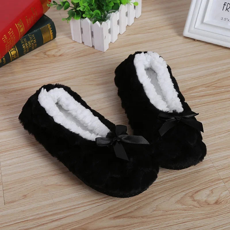 Home Fuzzy Slipper Women Winter Fur Contton Warm Plush Non Slip Grip Indoor Fluffy Lazy Female Mouse Ears Floor Shoe Living room slipper