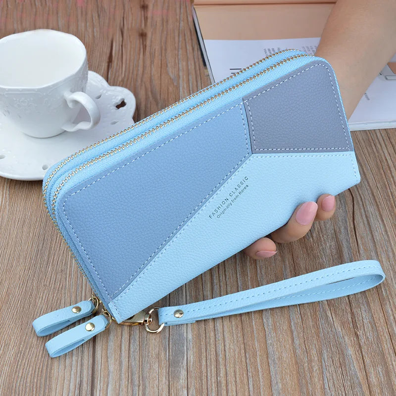 New Women's Wallet Double Zipper Long Fashion Simple Handbags for Women Lychee Pattern Large Capacity Double Women's Purses bags