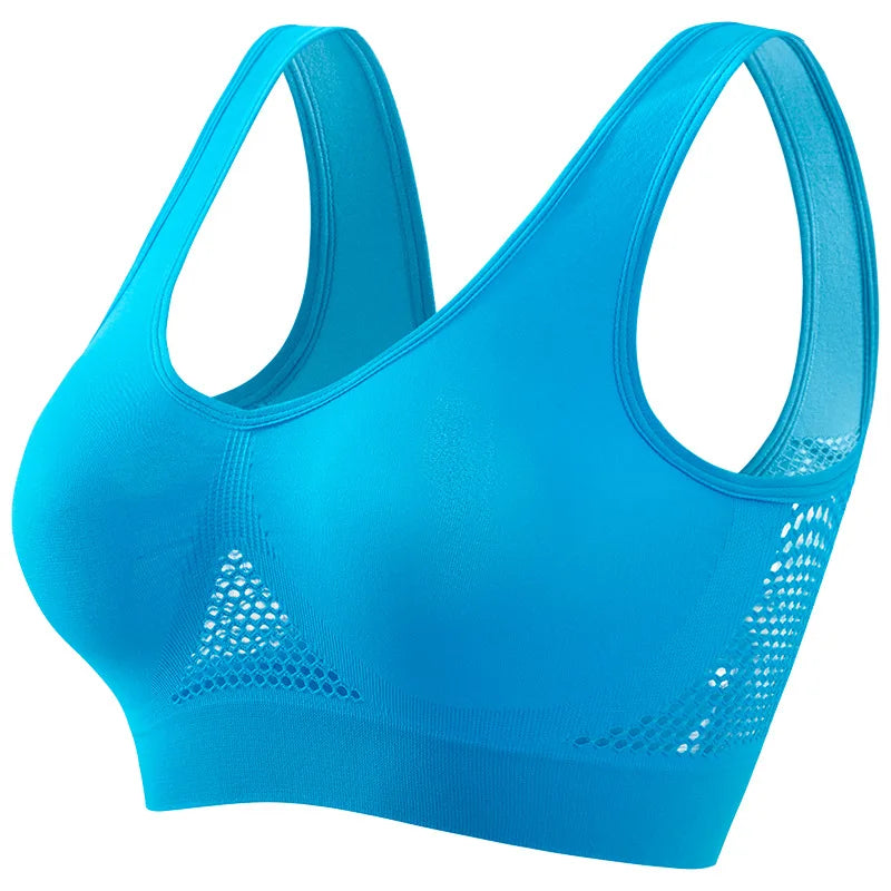 Seamless Mesh Women Sports Bras Fitness Gym Running Underwear Shockproof Bra Wireless Plus Size Crop Top Breathable Yoga Bra sports