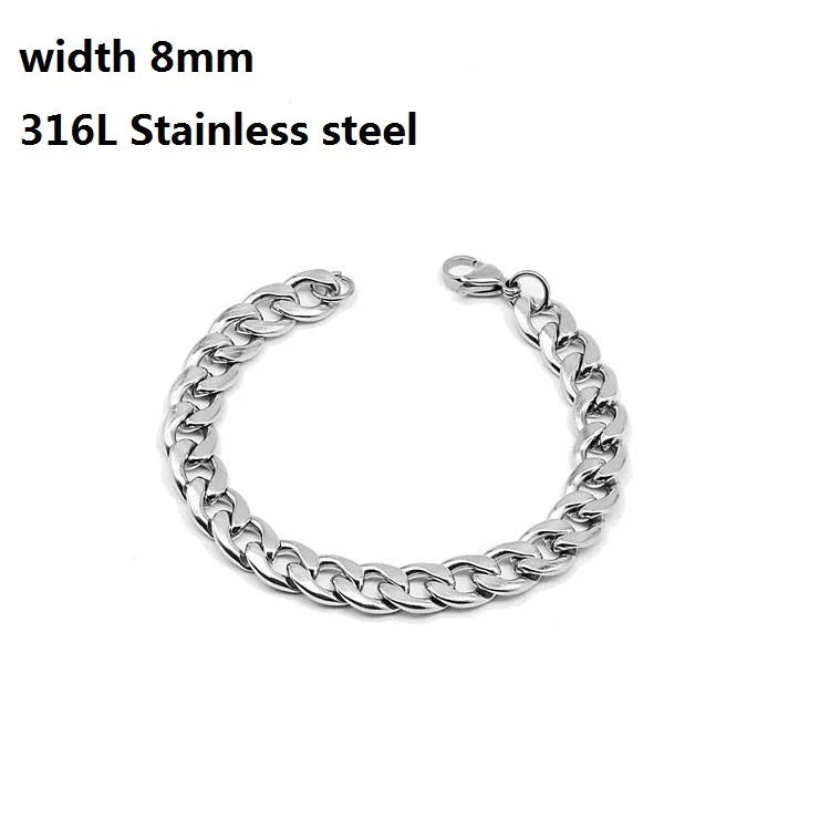 316L Stainless Steel Cuban Chain Bracelet for Men Women Figaro  Vintage Metal Viking Kpop Pulseras Emo Cute Luxury Jewelry Gift bracelete