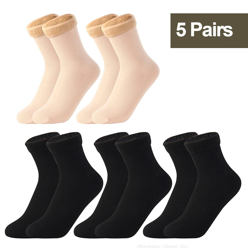 1/2/3/5/10Pairs Thermal Socks Women Winter Warm Thicken Fleece Short Socks Cashmere Wool Socks Snow Velvet Boots Home Floor Wear Socks