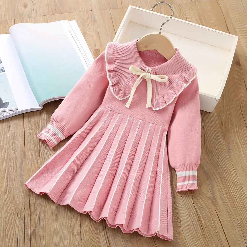 Girls Dress Winter Knitting Sweater Dress Autumn Long Sleeve Princess Dress Vestidos Warm Toddler Girl Clothes Kids Clothing girls dresses