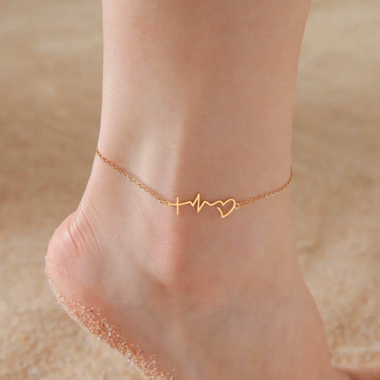 Tiny Korean Chain Cat Charm Anklet For Women Gold Color Leaf Heartbeat Silver Plating Cat Feet Charm Summer Anklet Jewelry anklet