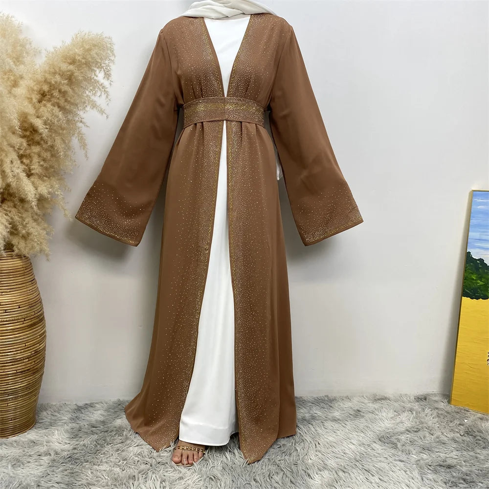 Fashion new Middle East Muslim ironing drill cardigan robe Arab Turkish women Dubai explosion women's  abaya