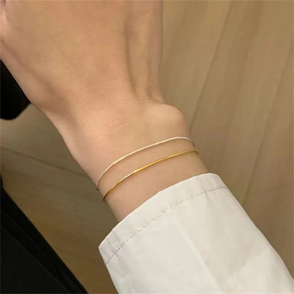 New Ultra-fine Stainless Steel Snake Chain Bracelet Gold Color Simple Bracelet For Women INS Fashion Jewelry Accessories bracelete