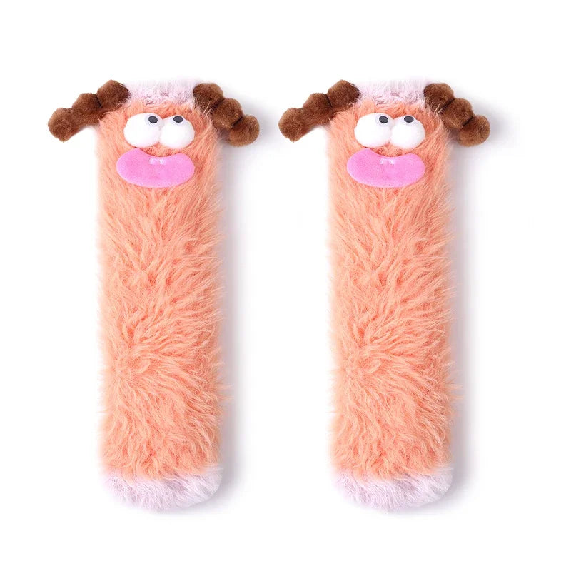 Women's Winter Socks Funny Thickened Warm Medium Tube Sock Men Warm Kawaii Cartoon Home Floor Sokken Girls Fluffy Socks