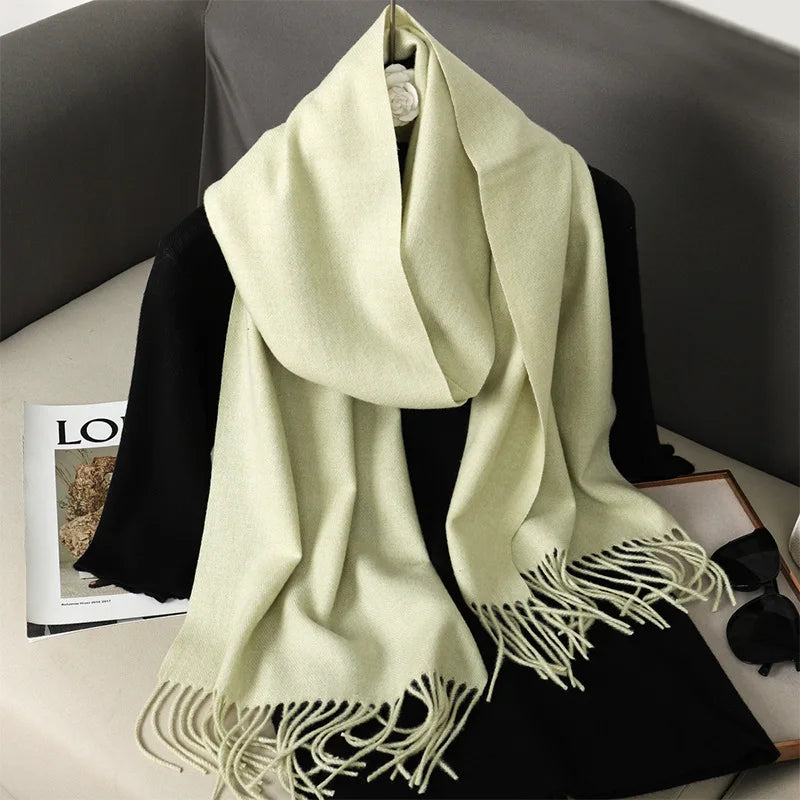 62Color Solid Women Winter Scarf Warm Thicken Cashmere Shawl Outdoor Fashion Luxury Tassels Pashmina Lady Wrap Windproof Scarves scarf and shawl