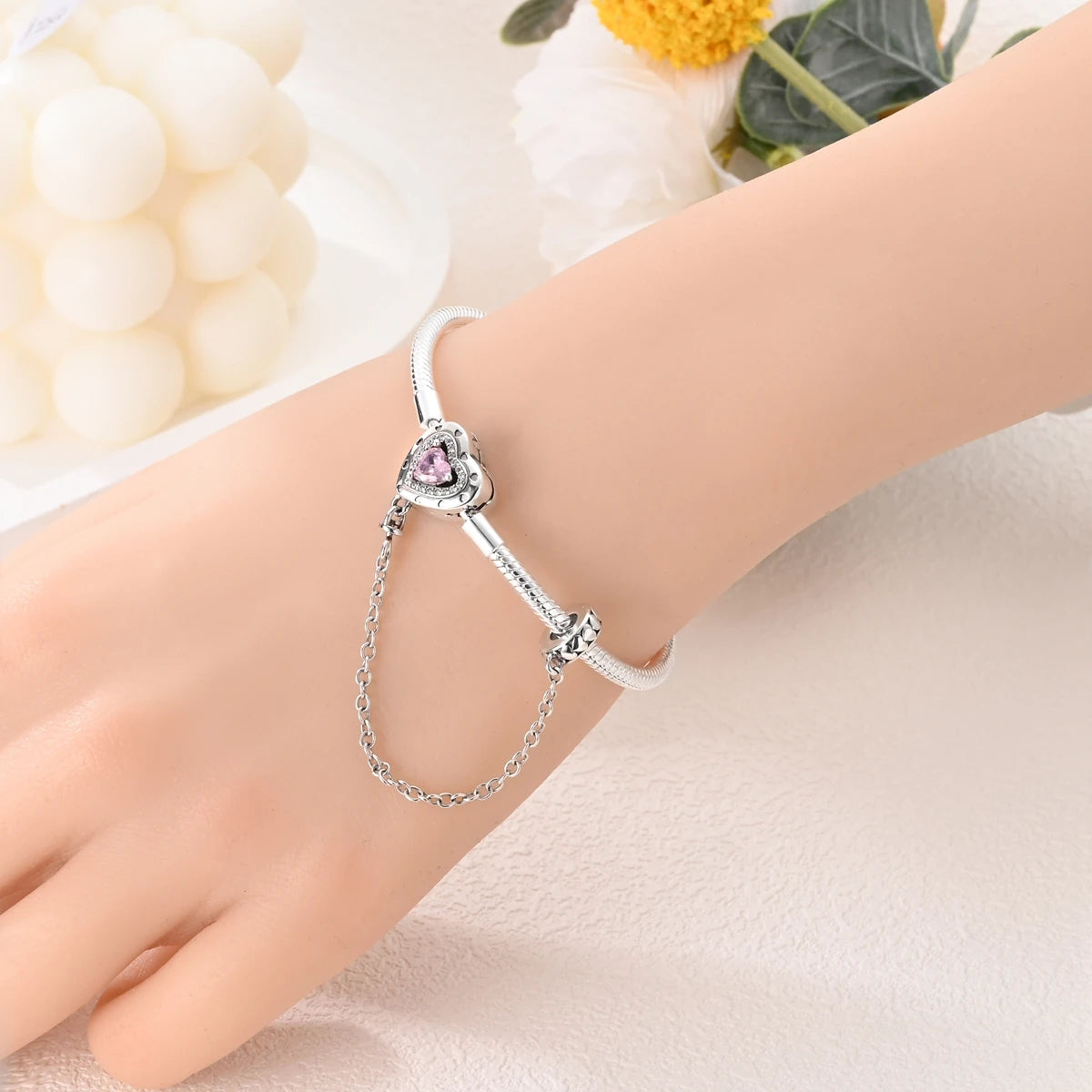 925 Sterling Silver Heart Stars and Moon Basic Chain Bracelet fit Original Charm Beads Women Design Jewelry bracelete