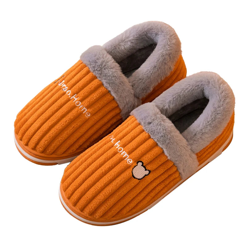 Comwarm New Women Slippers Winter Warm Plush Fur Antiskid Cloud Slippers Outdoor Breathable Thick Flat Sole Soft Home Slipper