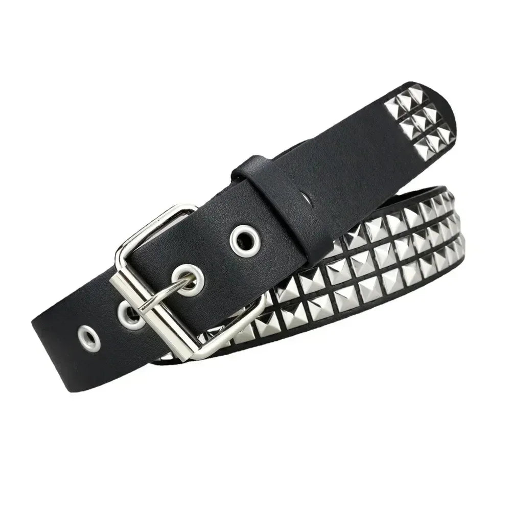 New Square Bead Rivet Belt Metal Pyramid Belt Men and Women Punk Hardware Jeans Belt Y2K Belt Designer Belt Women's Belt