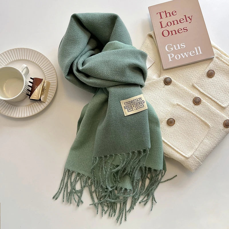 New Fashion Cashmere Scarf Warm Winter for Women Korean Style Knitted Solid Color Double Sided Wraps Neckerchief scarf and shawl