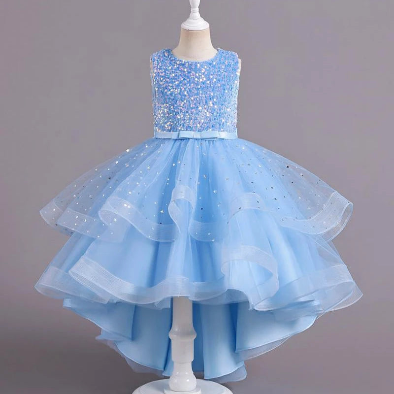 Flower Girls Princess Sequins Baby Wedding Christmas Party Trailing Dress Teenager Children Kids Elegant Vestidos for 3-15Years girls dresses