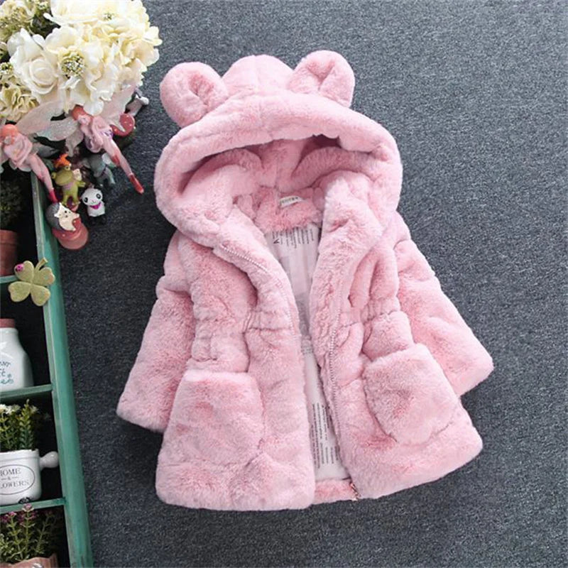 Girls Winter Fur Coats New Children Thicken Warm Outerwear Kids Fashion Casual Long Jackets Teenager Turtleneck Clothing girls jackets and coats