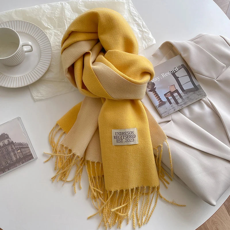 Fashion Solid Cashmere Warm Scarf New Design Pashmina Winter Double Side Diffrent Color Shawl Wraps Bufanda with Tassel Blanket scarf and shawl