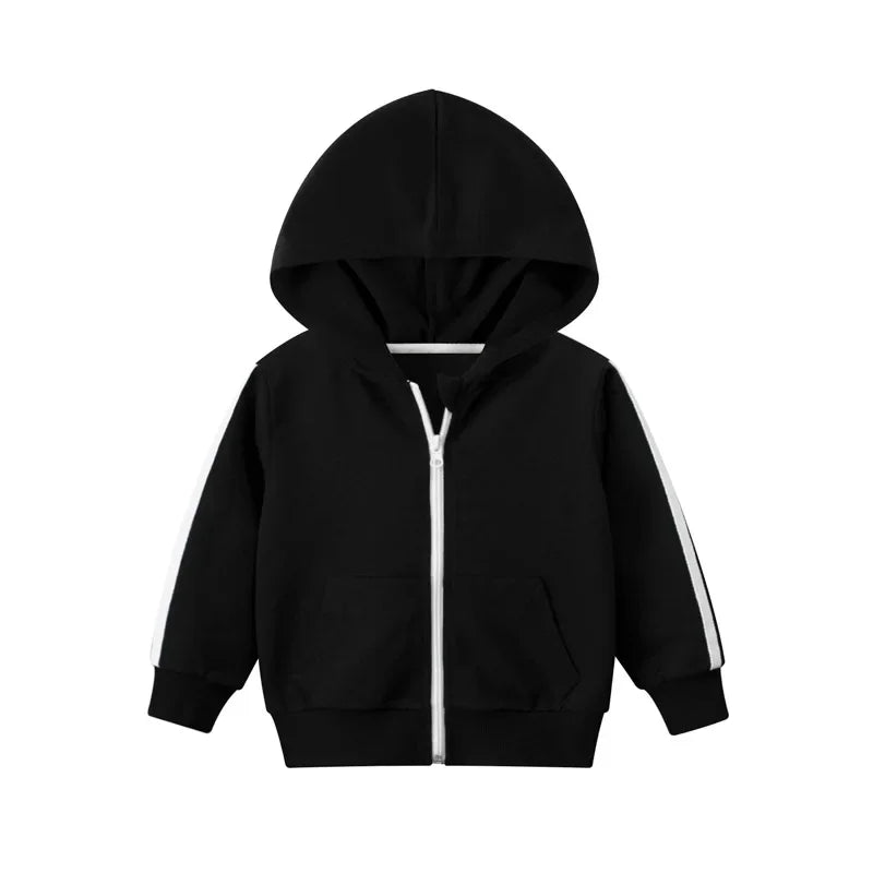 Spring Autumn New Zipper Jackets for Boys Children's Hooded Coat Kids Clothes Cardigan Girls Stripe Long Sleeve Hoodie Tops boys jackets and coats