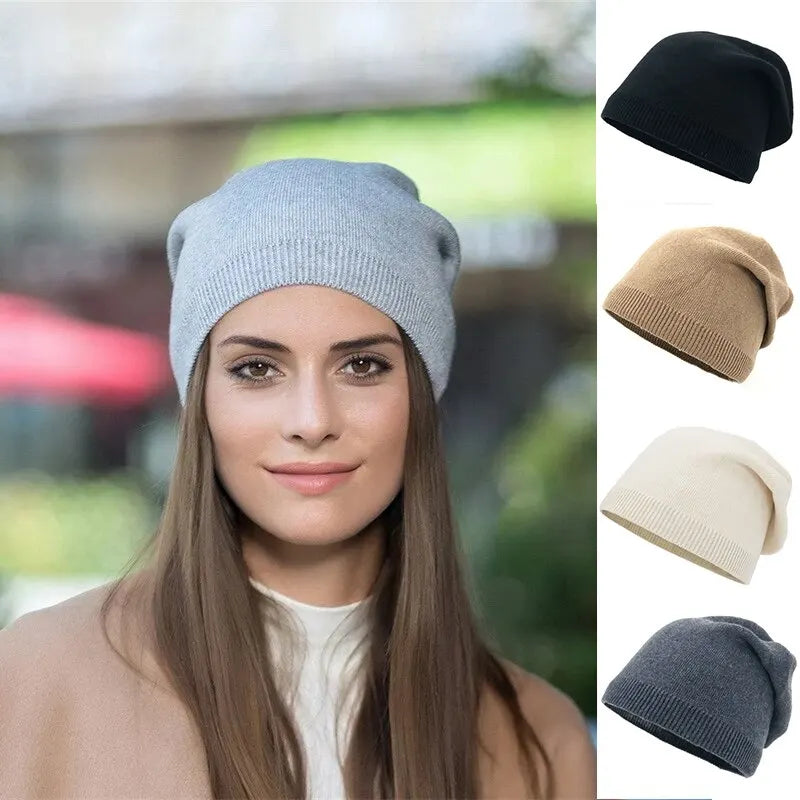 Autumn Winter Womens Hat New Simple Soft Thin Knitted Hats Outdoor Warm Cold Proof Fashion Bonnet Caps