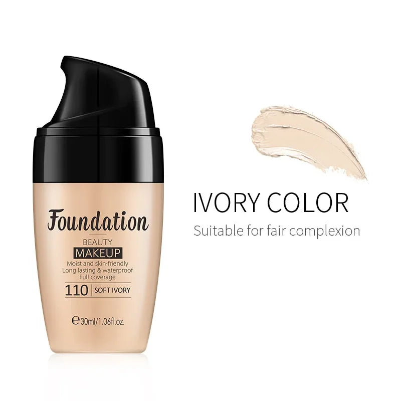 Liquid Foundation Moisturizing Long Lasting Face Comestics Natural Brighten Face Base Tone Make Up 30ml face